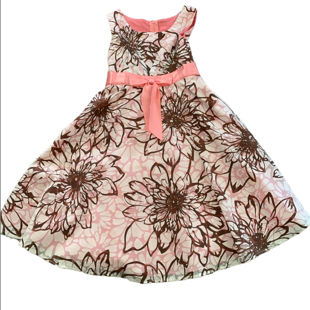 Bonnie Jean Pink and white dress with floral pattern